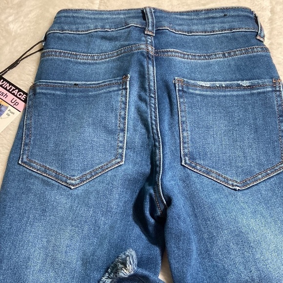 NEW Crystal Rock size 0 distressed jeans vintage push up skinny hi rise frayed - Picture 7 of 11